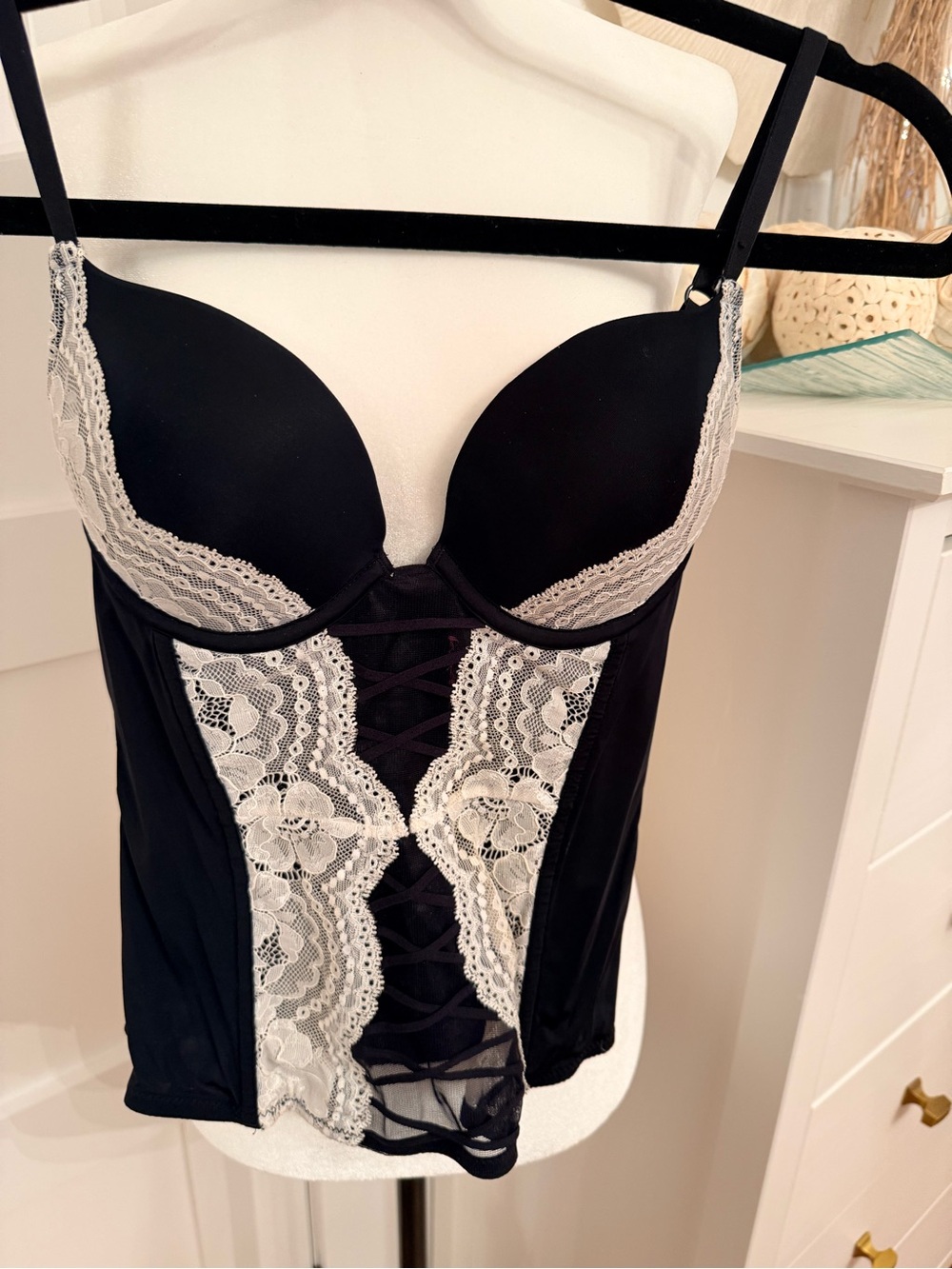 La SENZA Black and White Lace Bustier Chemise